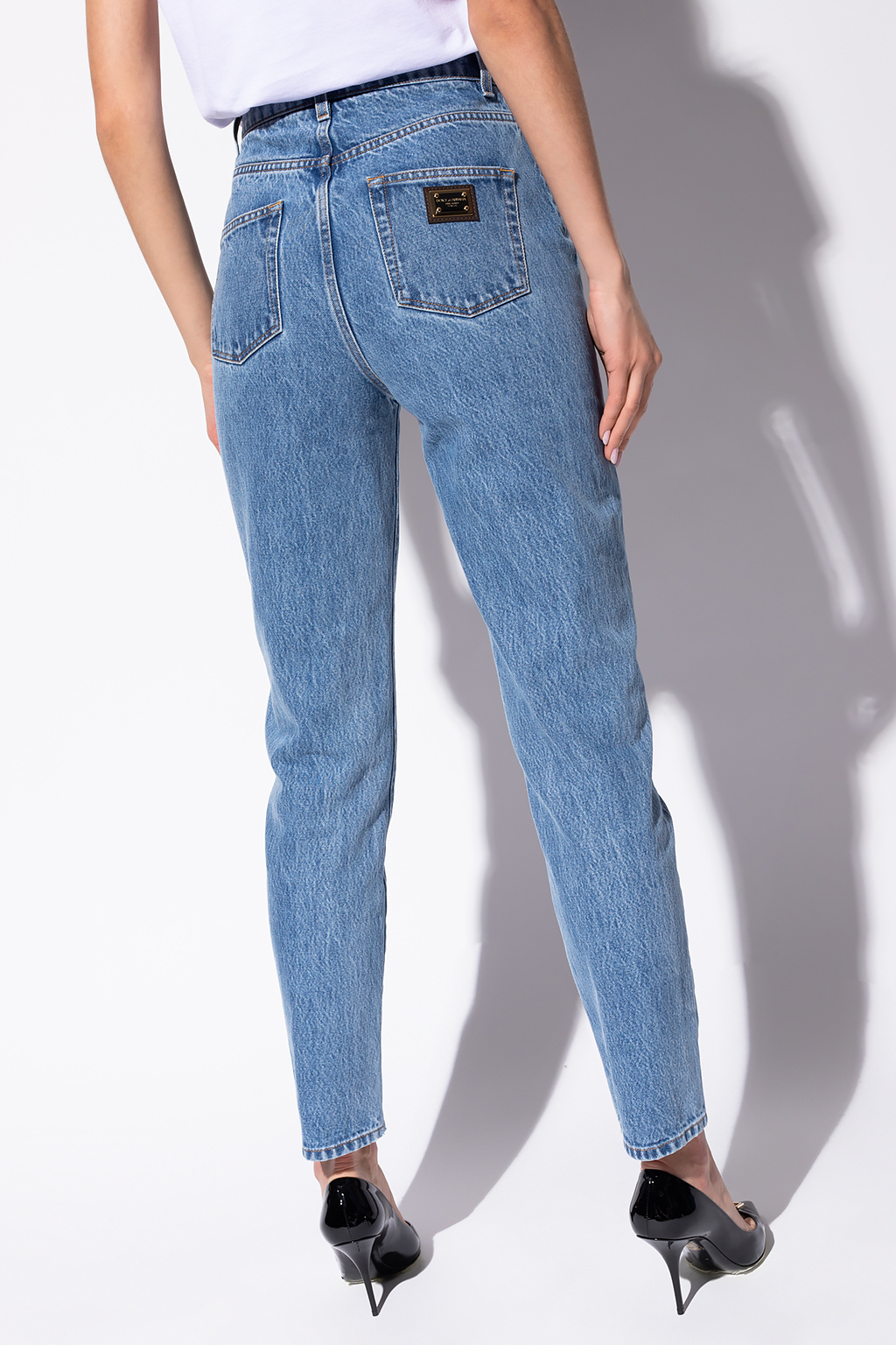 【関税込み】dolce & gabbana High waist jeans Light blue wash loose stretch jeans in Multicolor for Men